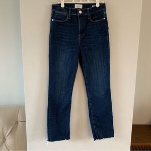 Frame Le High Straight Leg Jeans Size 29 Raw Hem Dark Wash Denim Pants Womens